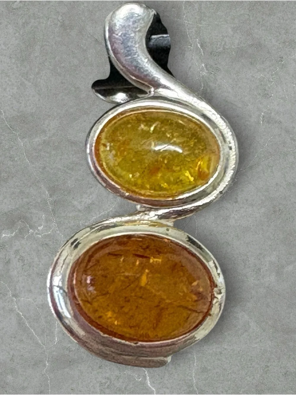 Platinum over 925 Silver Golden & Honey Amber Drop Earrings